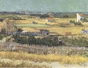 Vincent Van Gogh Harvest at La Crau,with Montmajour in the Background (Blue Cart) (mk09) oil painting reproduction